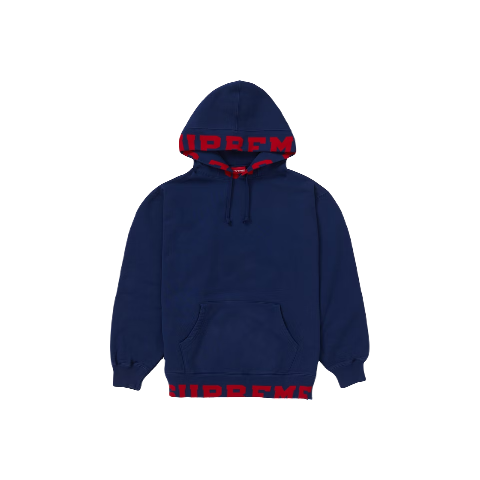 Supreme Cropped Logos Hooded Sweatshirt - Dark Blue - Used Supreme