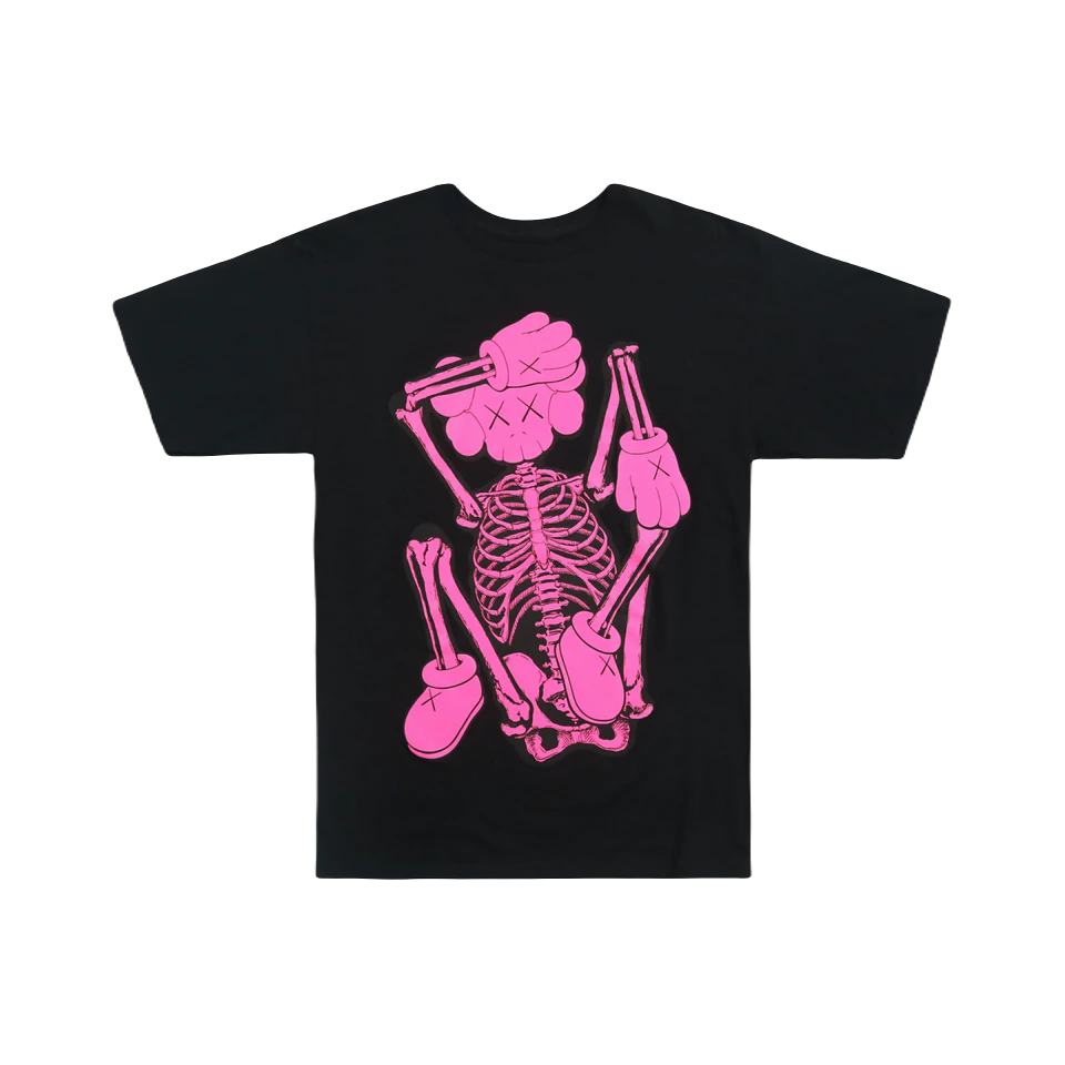 KAWS Skeleton New Fiction T-Shirt - Pink Kaws
