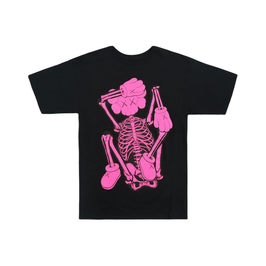 KAWS Skeleton New Fiction T-Shirt - Pink