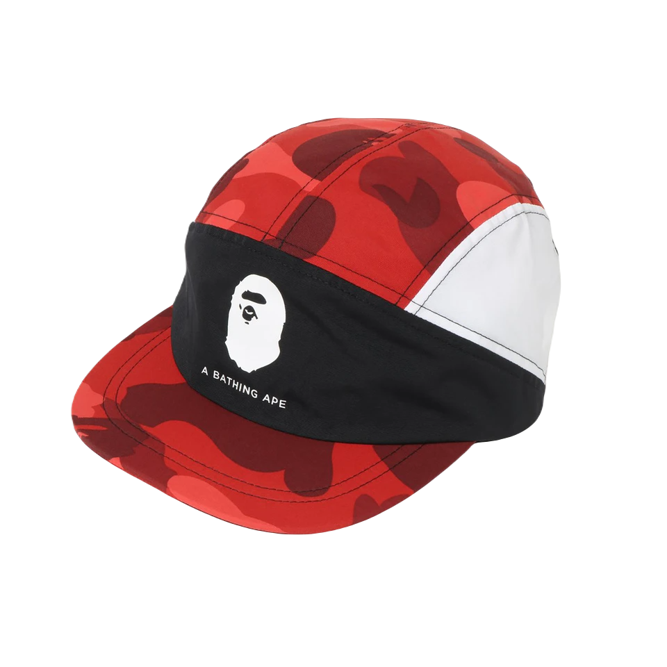 A Bathing Ape Color Camo Color Block Running Cap - Red Bape