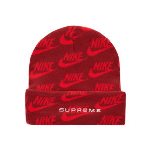 Supreme x Nike Jacquard Logos Beanie - Red