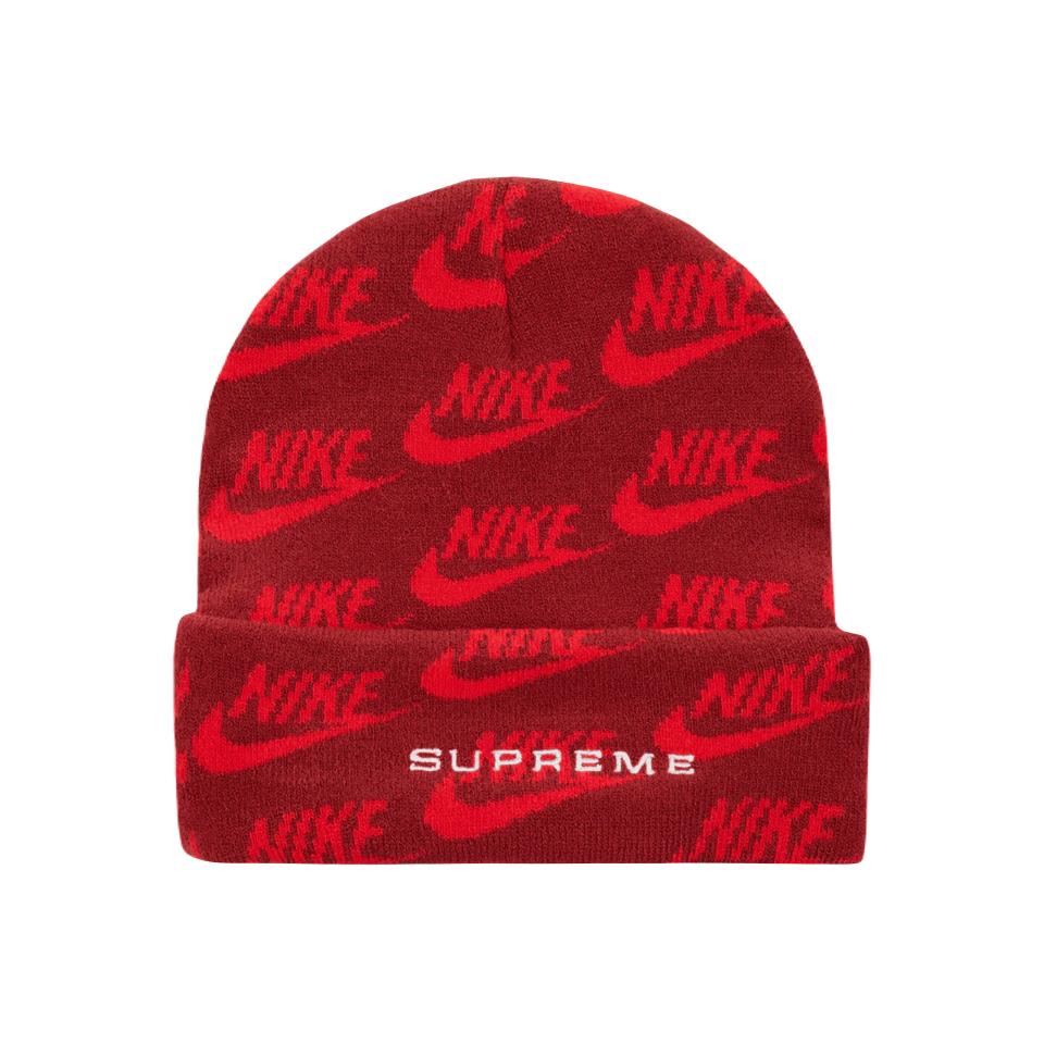 Supreme x Nike Jacquard Logos Beanie - Red