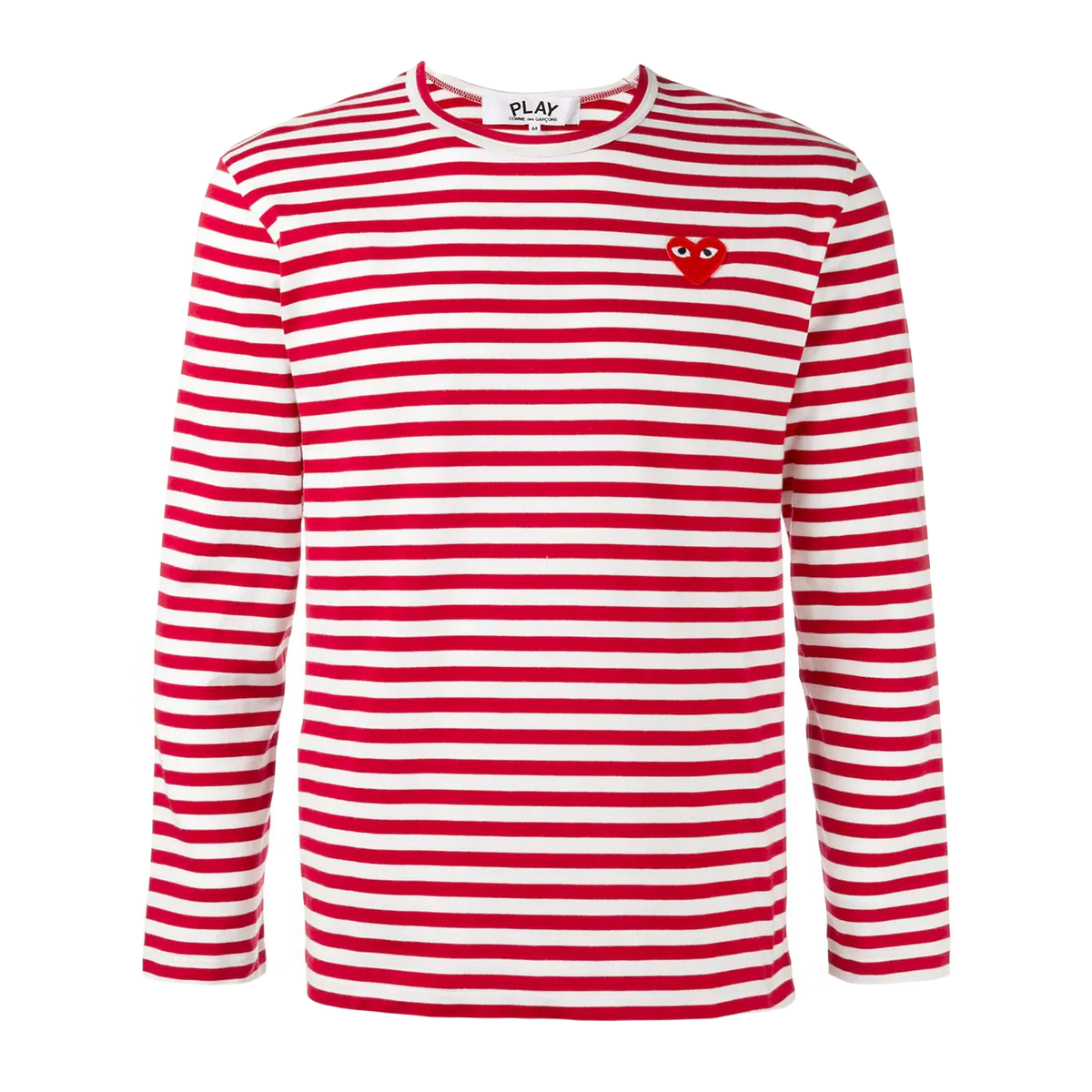 Comme Des Garcons Play Striped Heart Logo Top - Red Comme Des Garcon