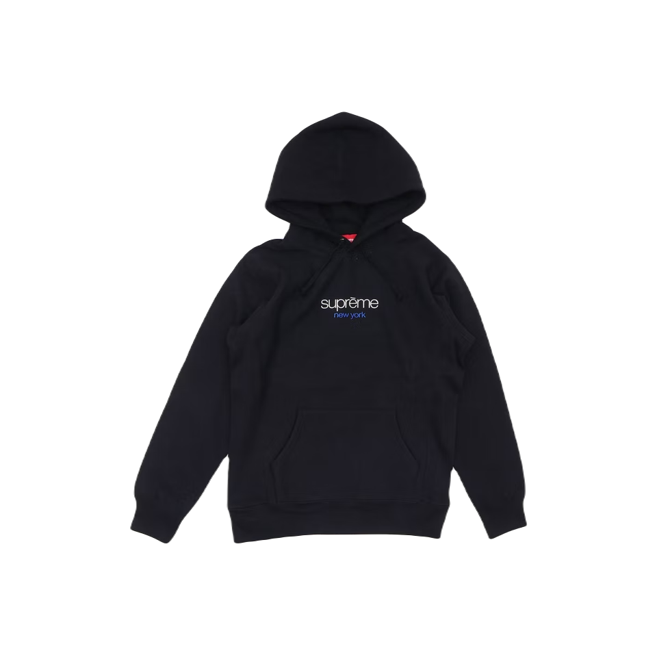 Supreme Chrome Classic Logo Hooded Sweatshirt Black Used