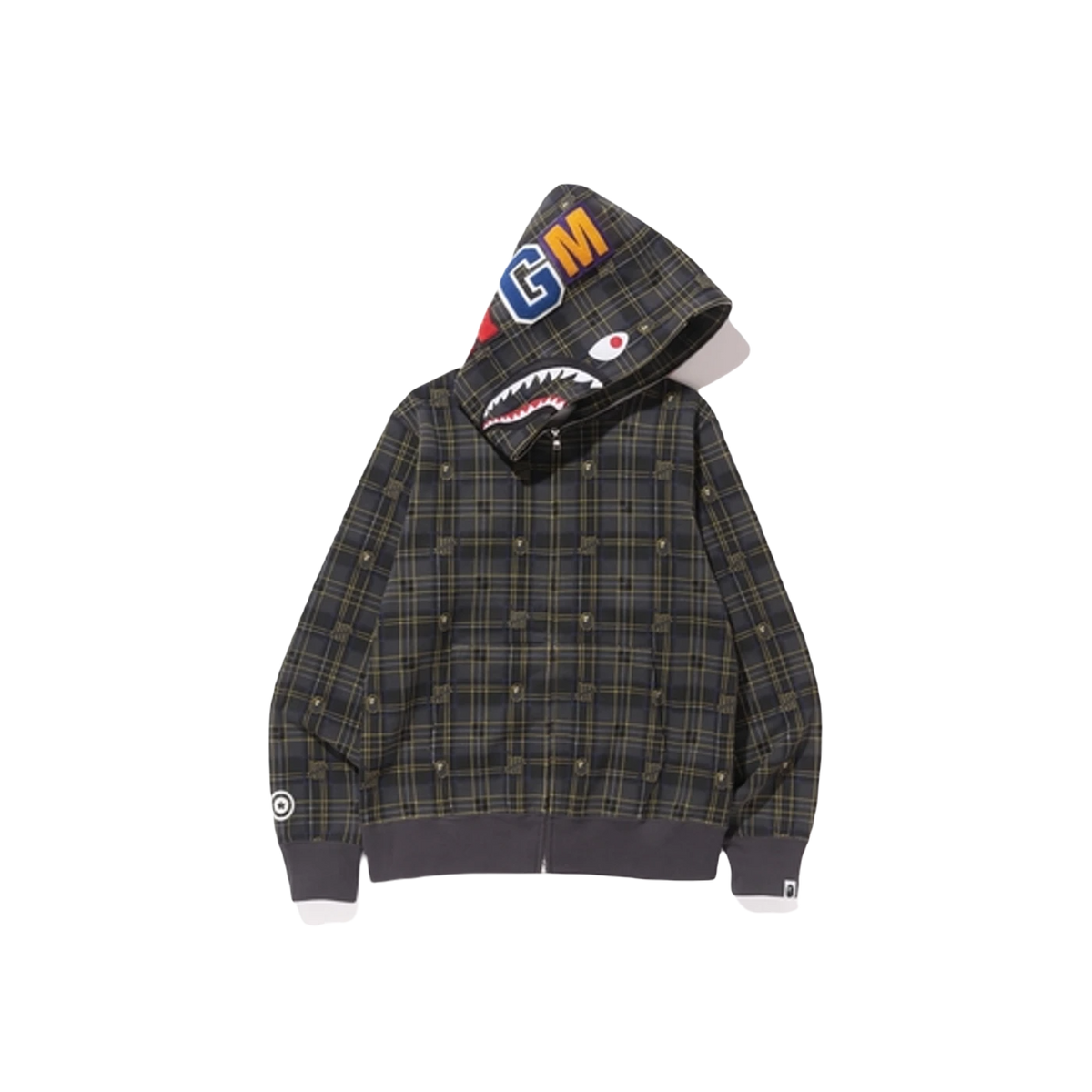 A Bathing Ape x Undefeated Check Shark Full Zip Jacket - Charcoal - Used Bape