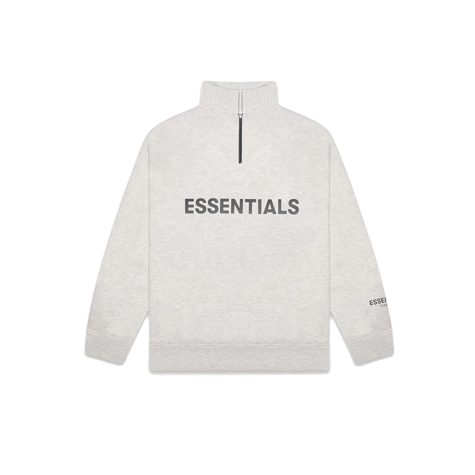 Fear of God Essentials Half Zip Pullover Sweater - Oatmeal Heather - Used Fear of God