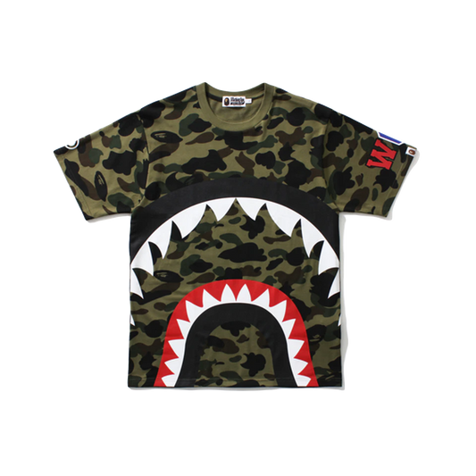 A Bathing Ape 1st Camo Big Shark Tee (Shark 8) - Green Camo - Used