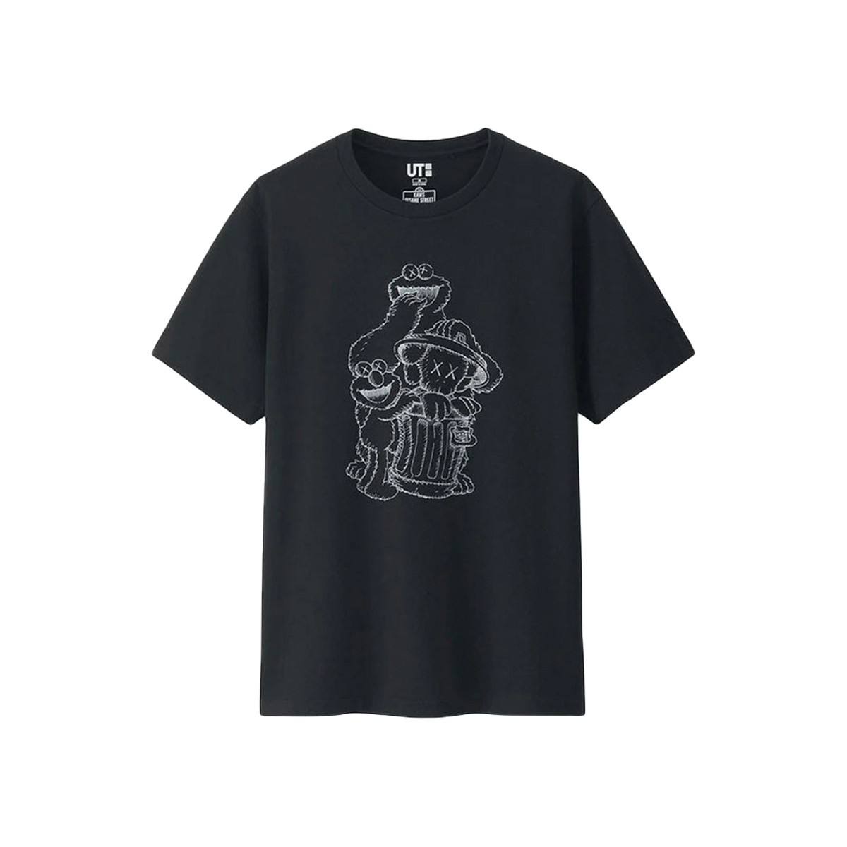 Kaws x Uniqlo x Sesame Street Companion Trash Can Outline Tee - Black Kaws