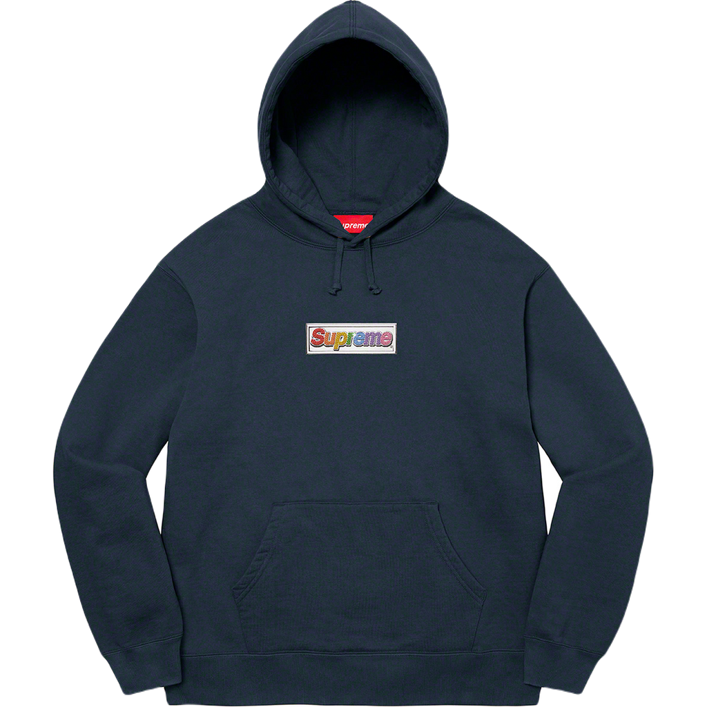 Supreme Bling Box Logo Hooded Sweatshirt - Navy SS22