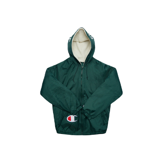 Supreme x Champion Sherpa Lined Hooded Jacket - Dark Green