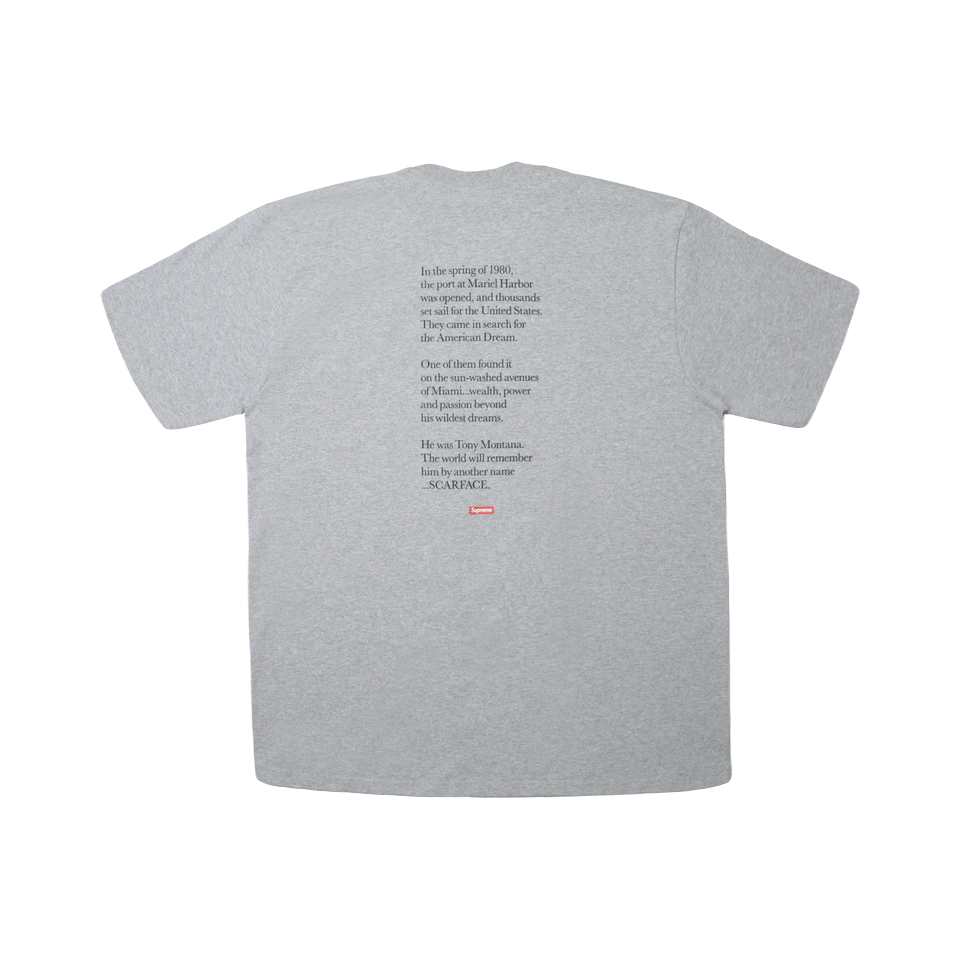 Supreme Scarface Shower Tee - Heather Grey - Used Supreme
