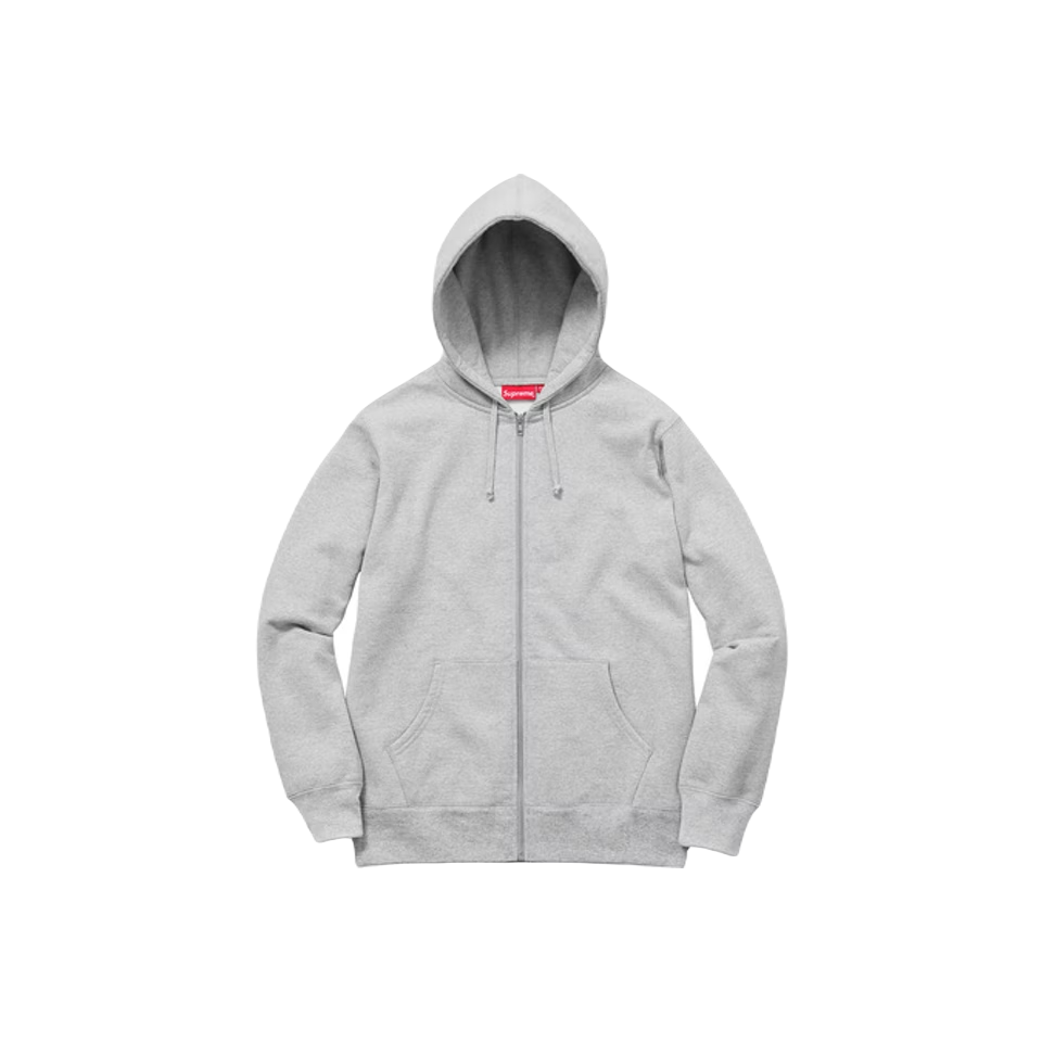 Supreme Rib Logo Zip Up Jacket - Heather Grey - Used Supreme