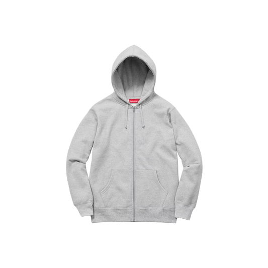 Supreme Rib Logo Zip Up Jacket - Heather Grey - Used Supreme