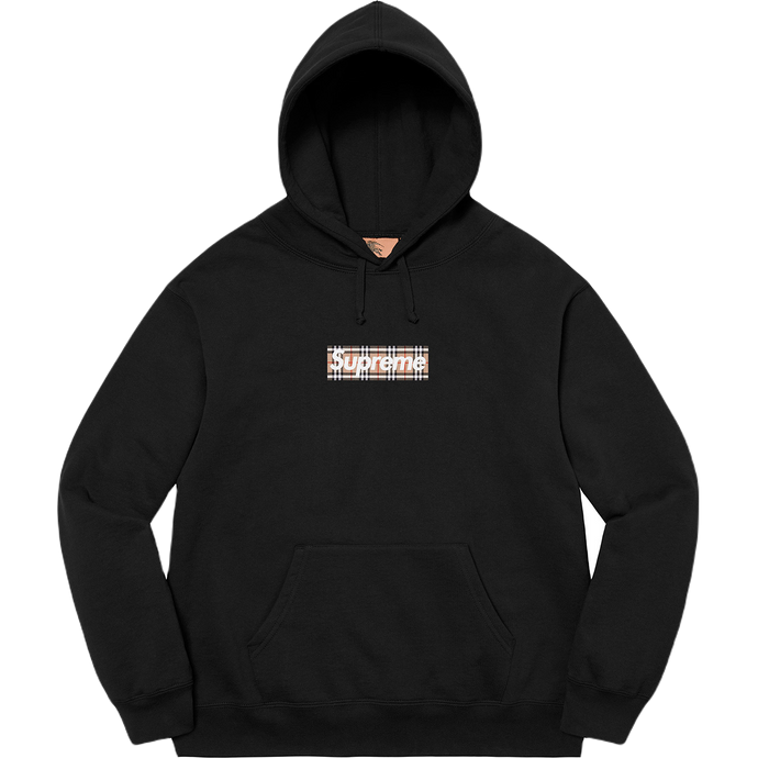Supreme Burberry Box Logo Hooded Sweatshirt - Black