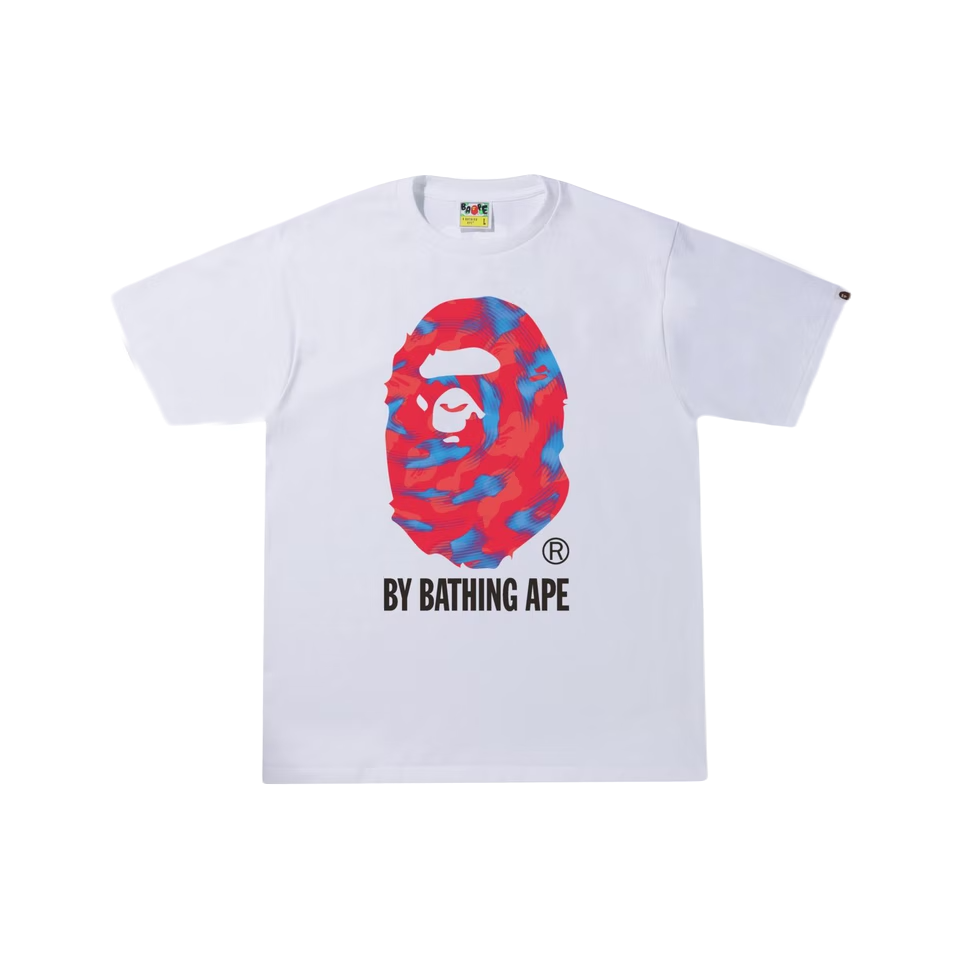 A Bathing Ape Stroke Camo Tee - White/Red Bape