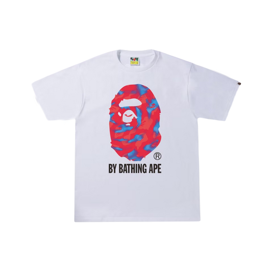 A Bathing Ape Stroke Camo Tee - White/Red Bape