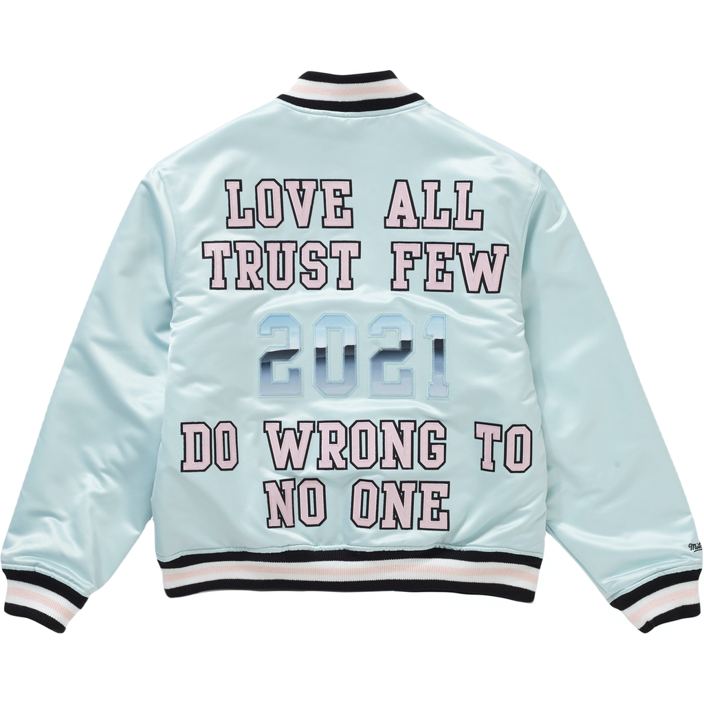 Supreme x Mitchell & Ness Satin Varsity Jacket - Light Blue