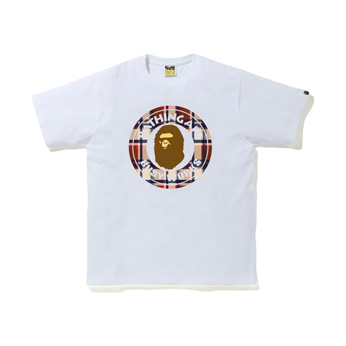A Bathing Ape Check Busy Works Tee - White/Red Bape