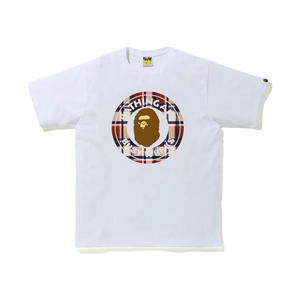 A Bathing Ape Check Busy Works Tee - White/Red