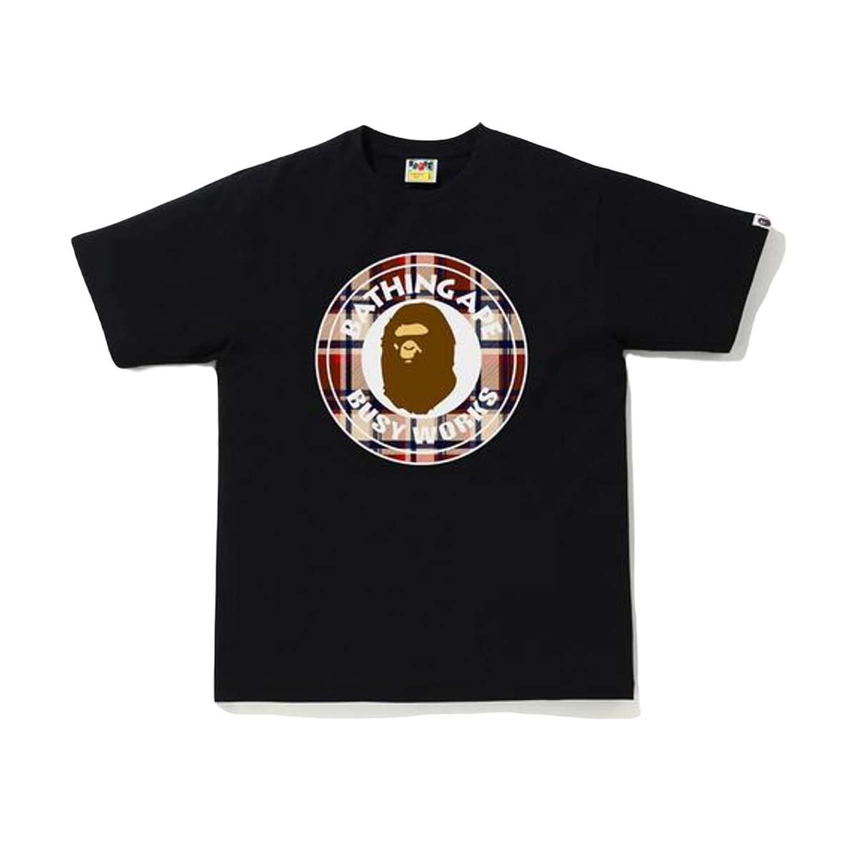 A Bathing Ape Check Busy Work Tee - Black/Red Bape