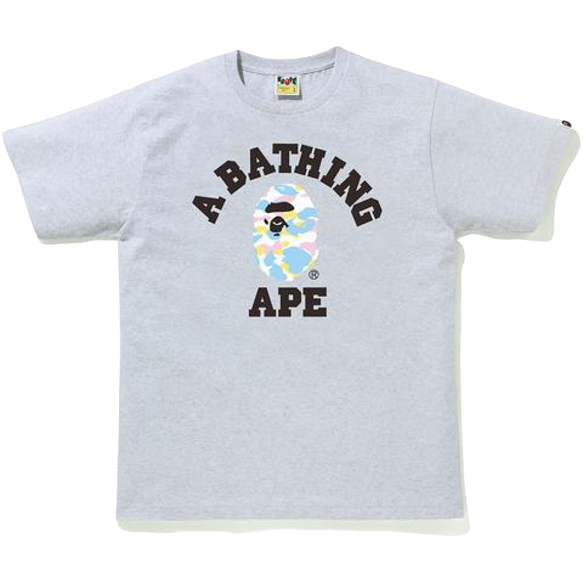 A Bathing Ape New Multi Camo College Tee - Gray Bape