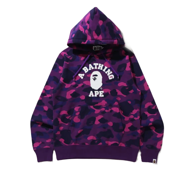 A Bathing Ape Color Camo College Pullover Hoodie - Purple Bape