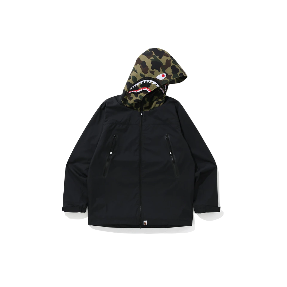 A Bathing Ape Shark Hoodie Jacket - Black - Used Bape