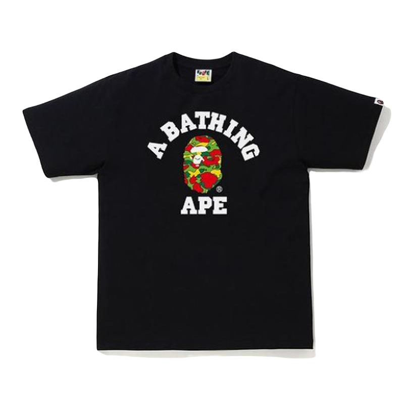 A Bathing Ape Sta Camo College Tee - Black/Multi Bape