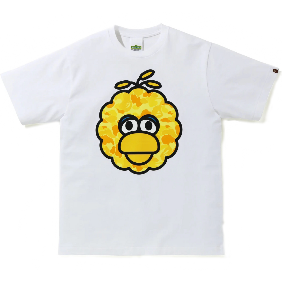 A Bathing Ape x Big Bird Sesame Street Tee - White/Yellow Camo Bape