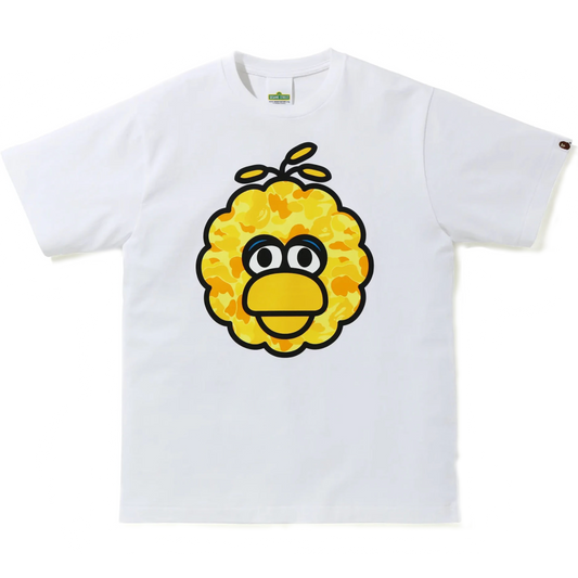 A Bathing Ape x Big Bird Sesame Street Tee - White/Yellow Camo Bape