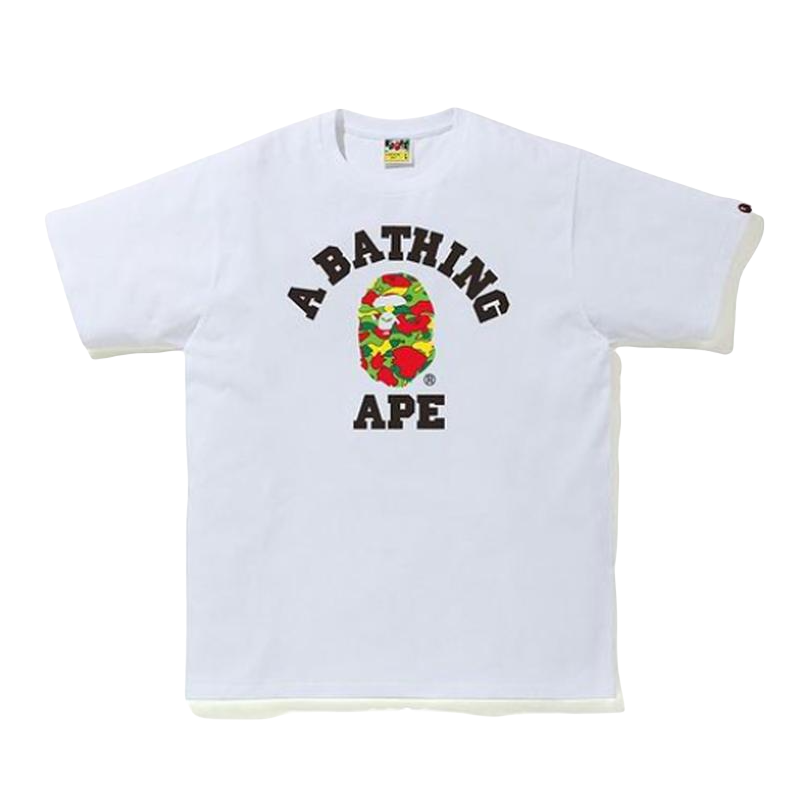 A Bathing Ape Sta Camo College Tee - White/Multi Bape