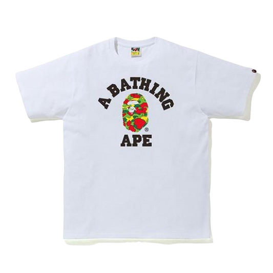 A Bathing Ape Sta Camo College Tee - White/Multi Bape