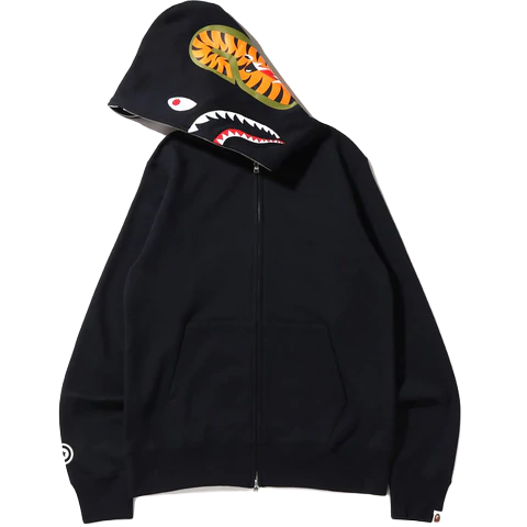 A Bathing Ape Shark Full Zip Hoodie (SS22) - Black Bape