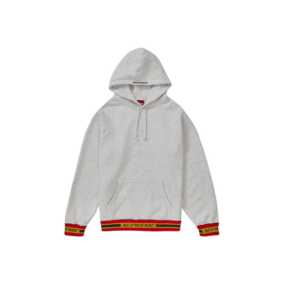 Supreme Striped Rib Hooded Sweatshirt - Ash Grey - Used Supreme