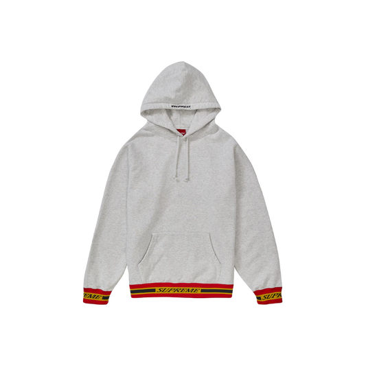 Supreme Striped Rib Hooded Sweatshirt - Ash Grey - Used Supreme