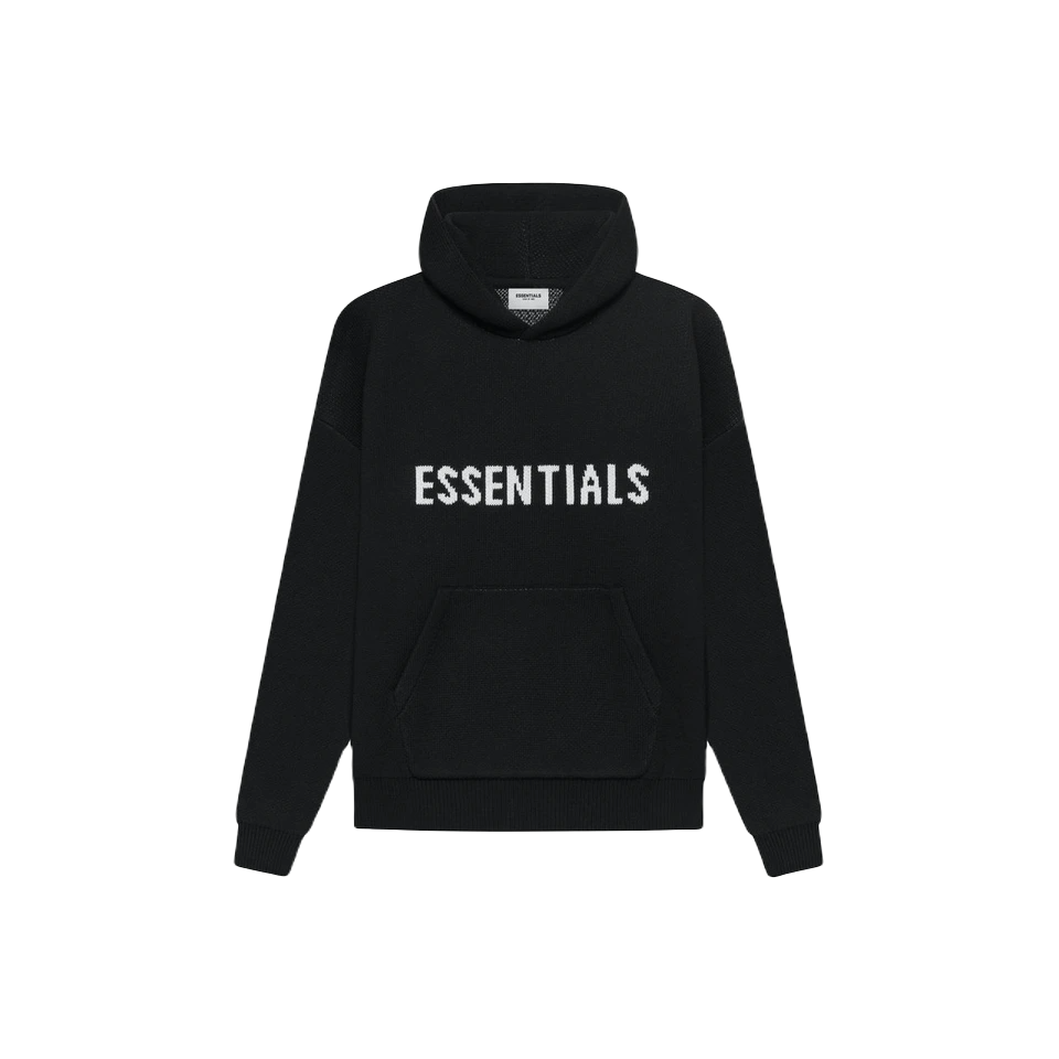 Fear of God Essential Knit Pullover Hoodie - Black SS21 - Used