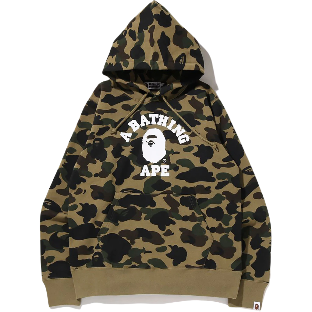 A Bathing Ape 1st Camo College Pullover Hoodie (SS22) - Green Camo