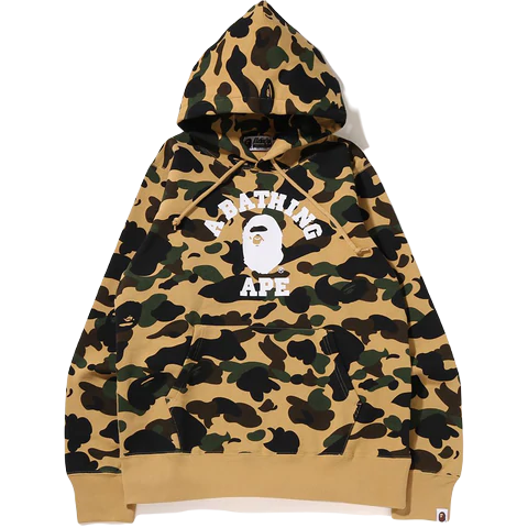 A Bathing Ape 1st Camo College Pullover Hoodie (SS22) - Yellow Camo Bape