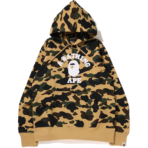 A Bathing Ape 1st Camo College Pullover Hoodie (SS22) - Yellow Camo