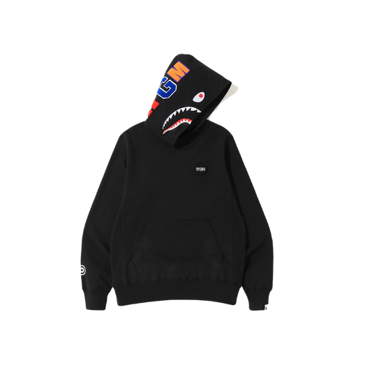 A Bathing Ape Shark Emblem Pullover Hoodie - Black - Used Bape