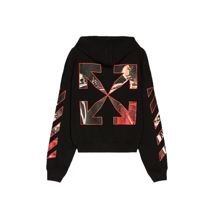 Off-White Caravaggio Diag Sleeve Hoodie - Black - Used OFF-WHITE