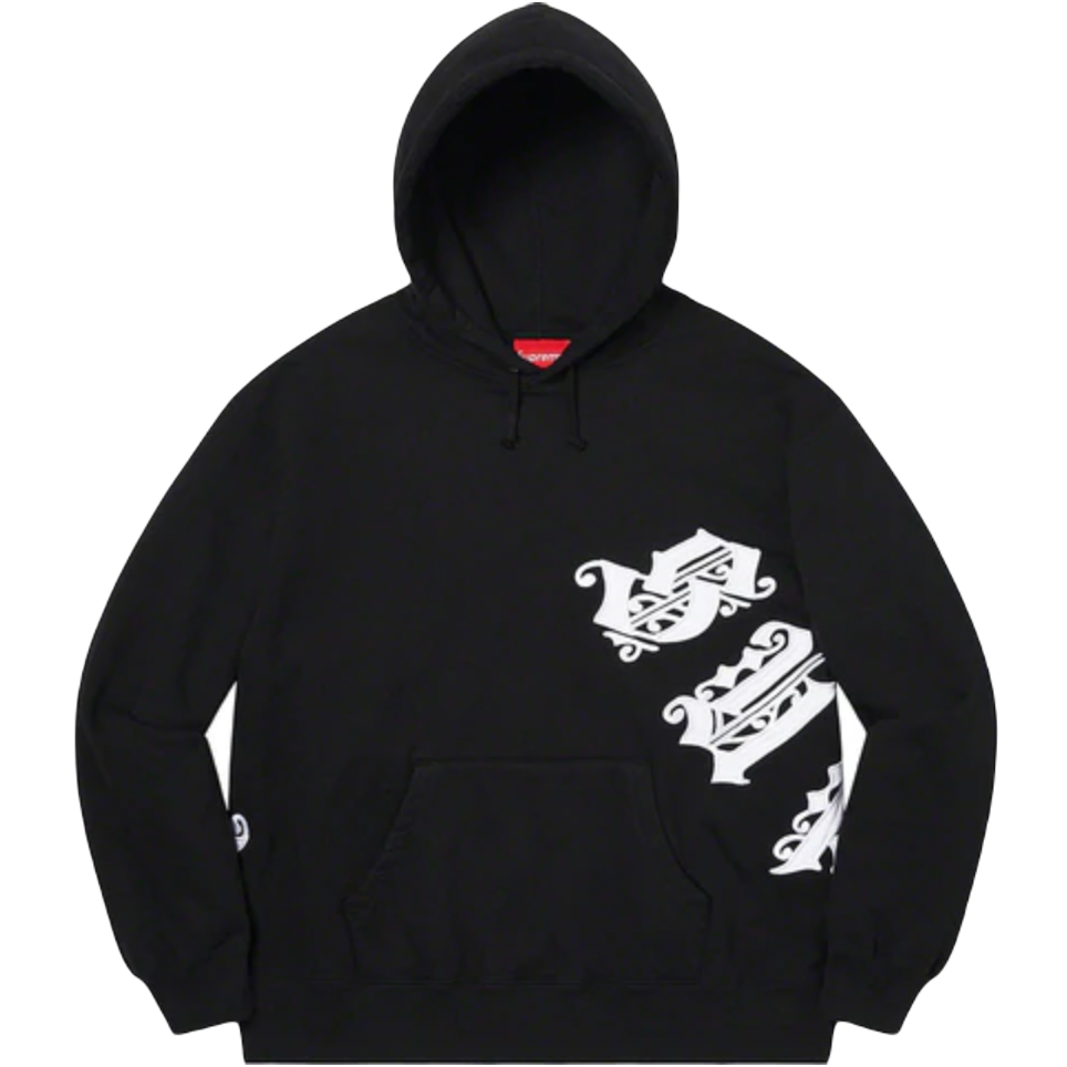 Supreme Old English Wrap Hooded Sweatshirt - Black Supreme