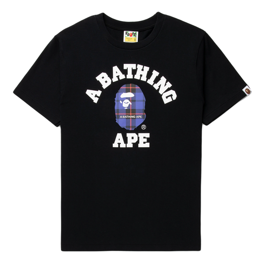A Bathing Bape Logo Check Tee - Black/Blue Bape