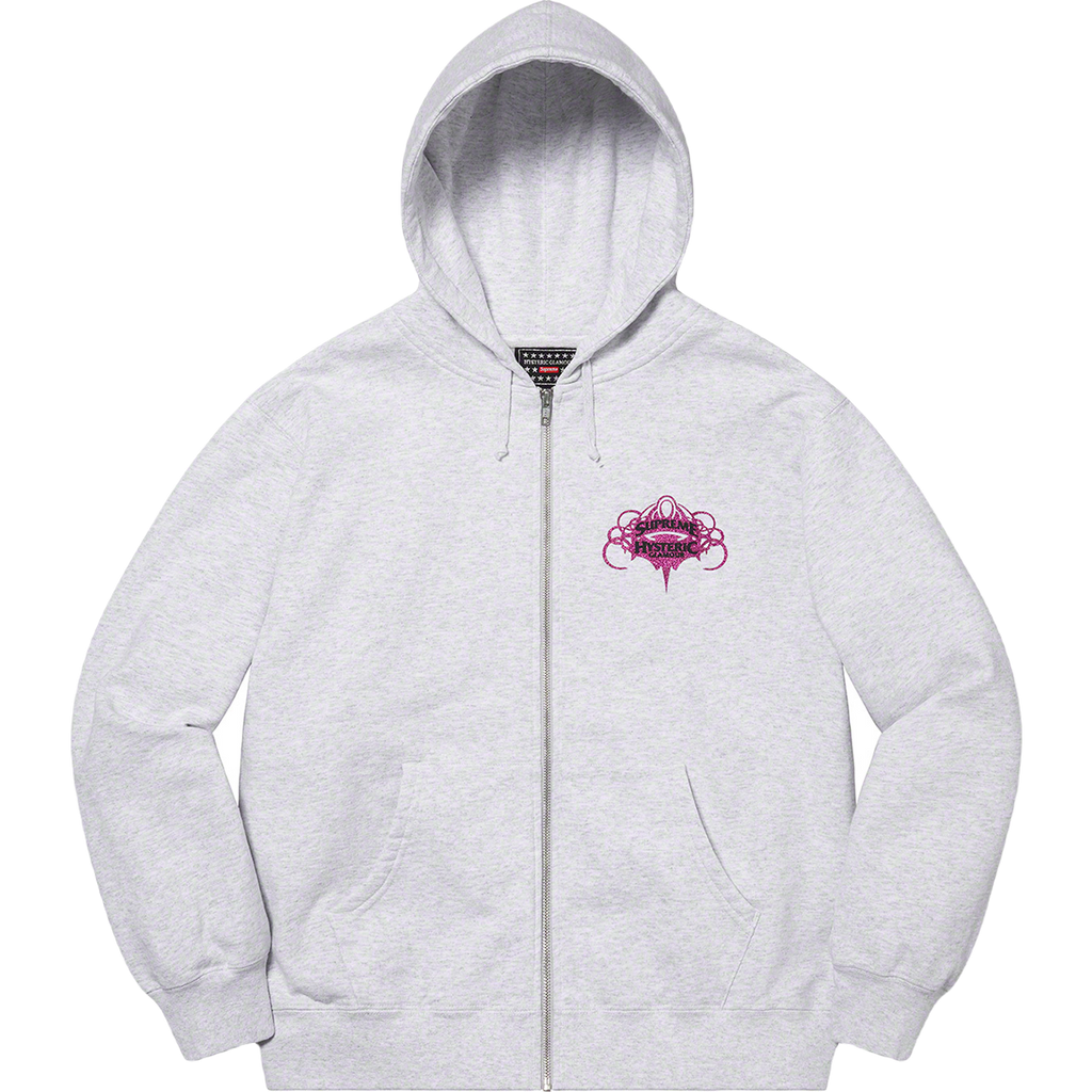 Supreme Hysteric Glamour Zip Up Hooded Sweatshirt - Ash Grey