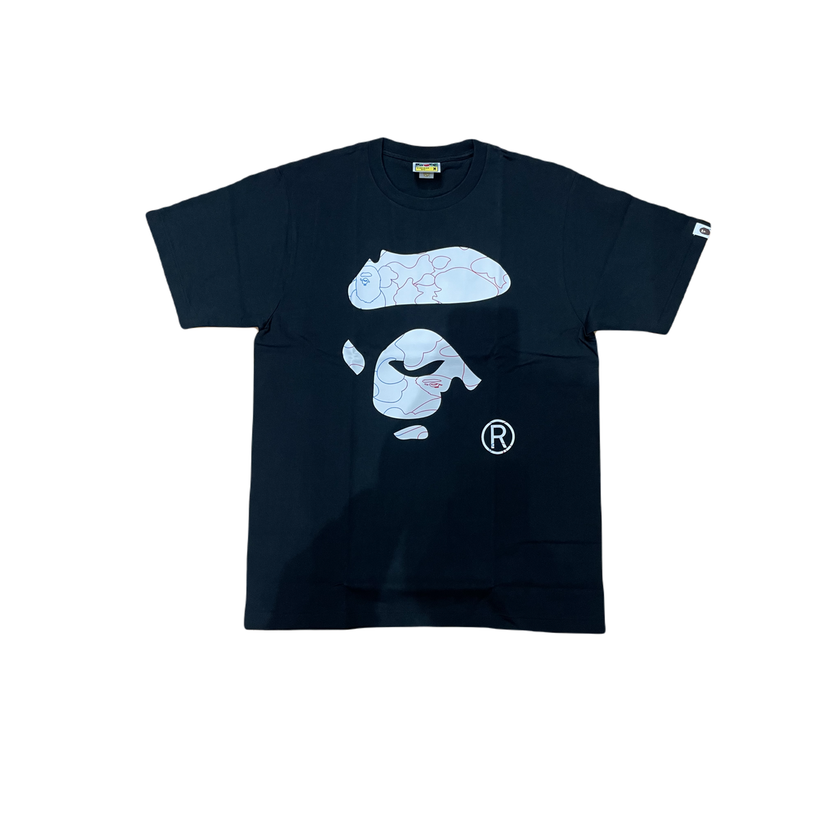 A Bathing Ape Pencil Neon Camo Ape Face Tee - Black Bape