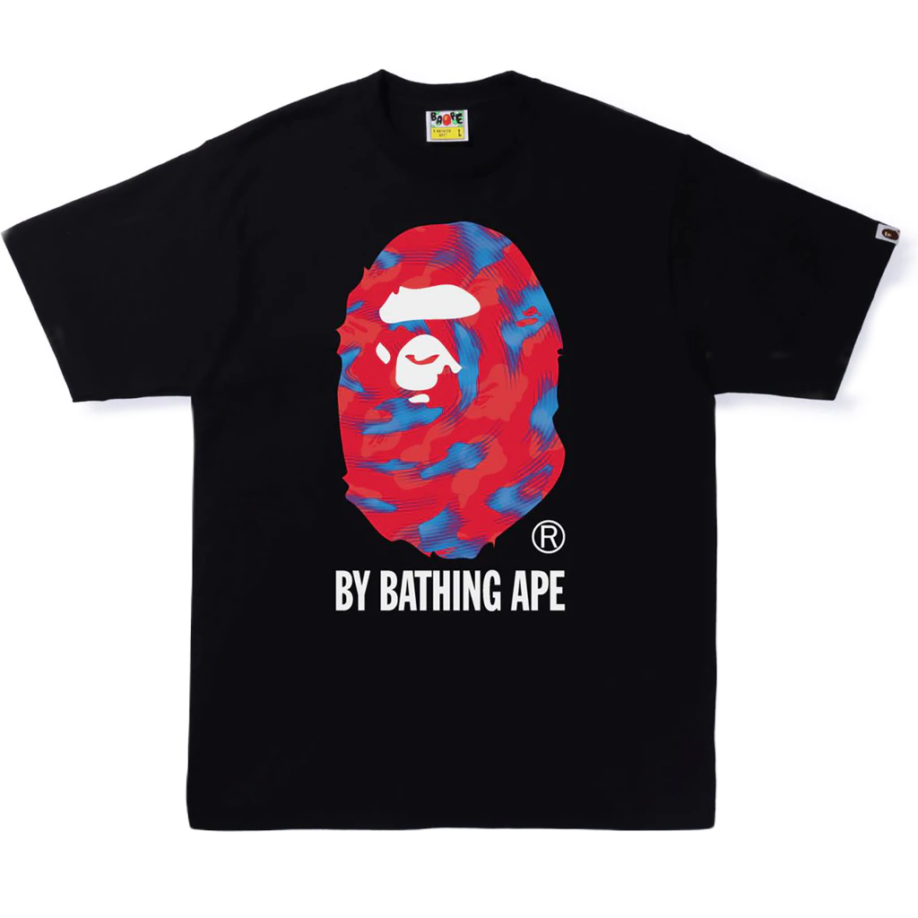 A Bathing Ape Stroke Camo Tee - Black/Red Bape
