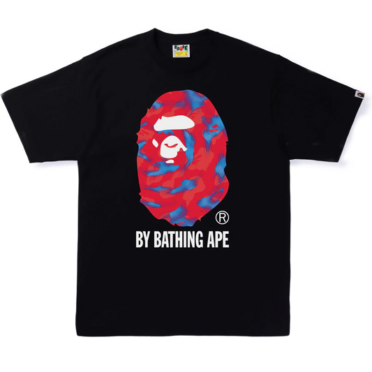 A Bathing Ape Stroke Camo Tee - Black/Red Bape