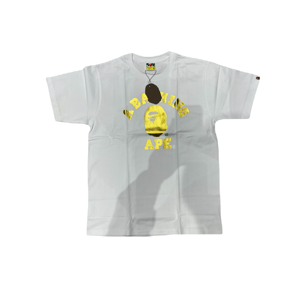 A Bathing Ape College Foil Tee - White/Gold