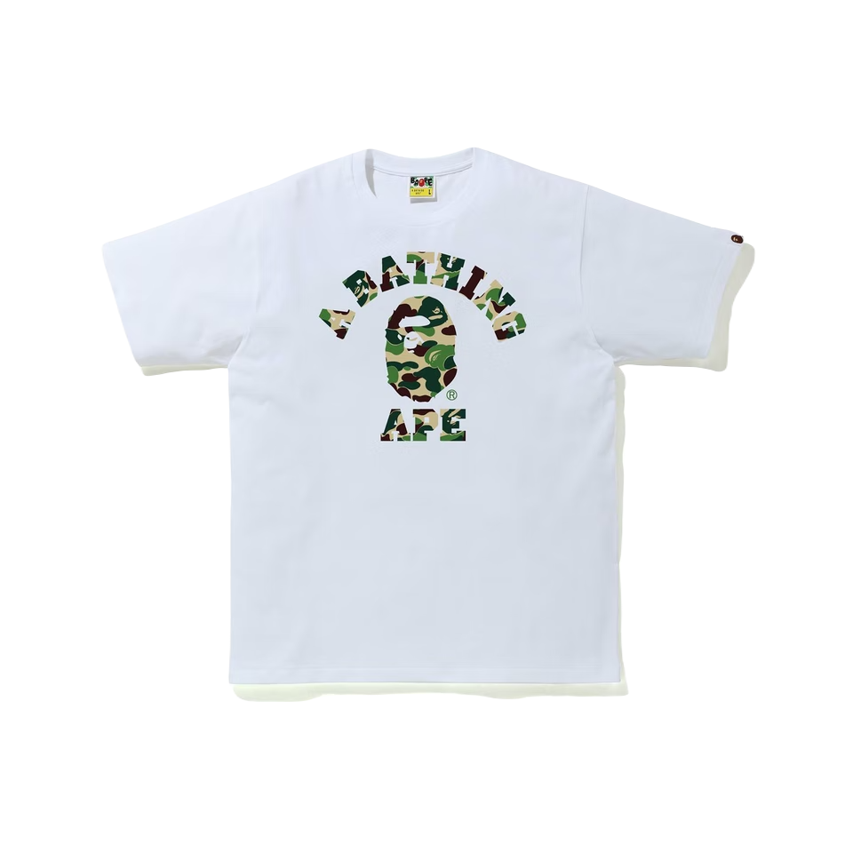 A Bathing Ape ABC Camo College Tee - White/Green (SS21) Bape