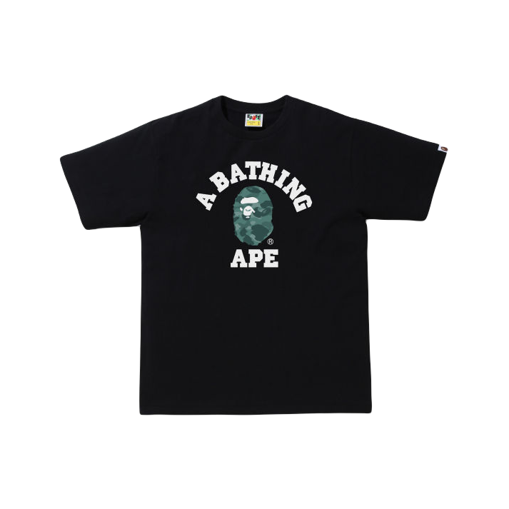 A Bathing Ape Color Camo College Tee - Black/Mint